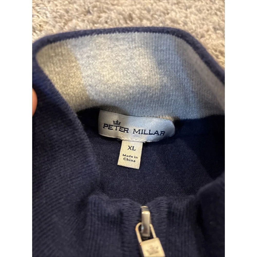 Peter Millar Mens 1/4 Zip Pullover Golf Preppy Sweater Vest Blue Sz XL MS20S03